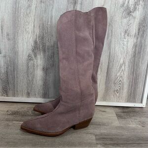 Free People Sway Low Slouch Boots Women 9.5 41 Pink Suede Coastal Cowgirl Barbie